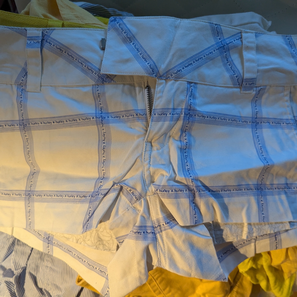 Blue and White Plaid Shorts